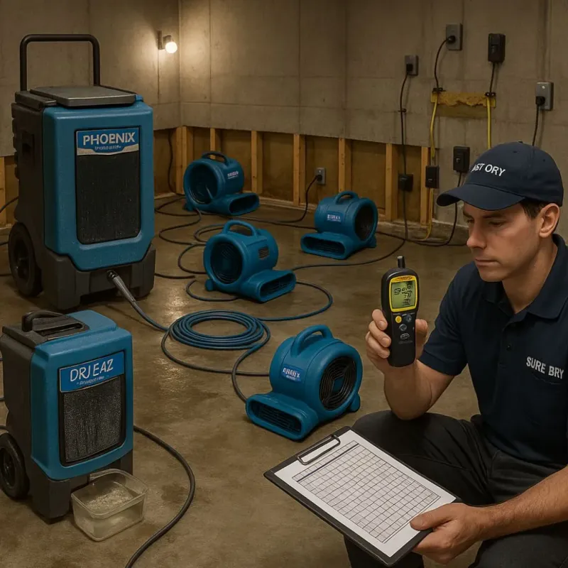 Structural Drying and Dehumidification process in Mineral Springs, NC